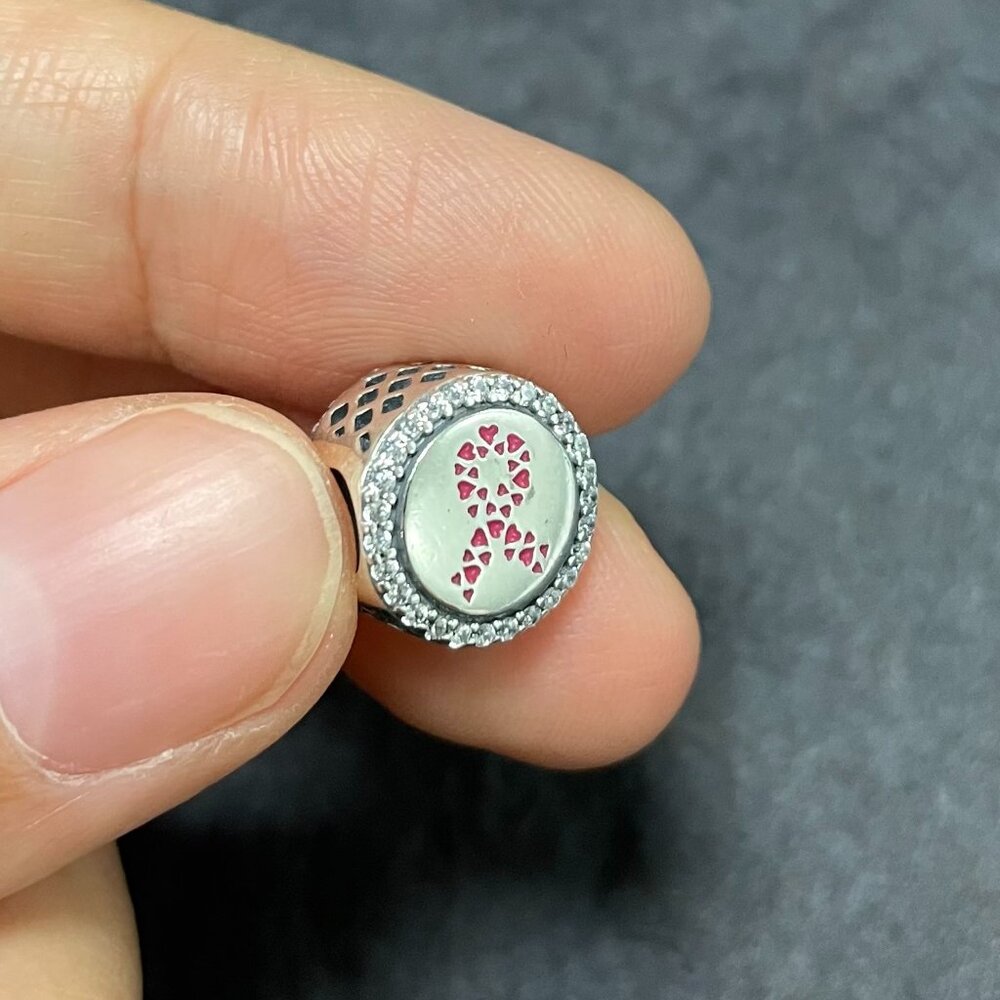 Pandora Breast Cancer Ribbon of Strength Dangle Charm